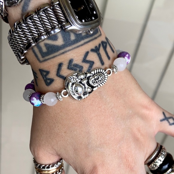 Silver buddha white agate & snow purple jasper - Picture 11 of 15